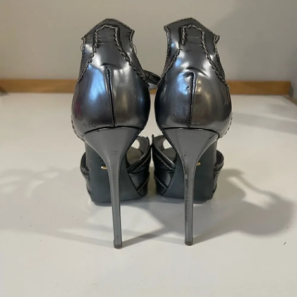Sergio Rossi Silver/Gray Metallic Heels